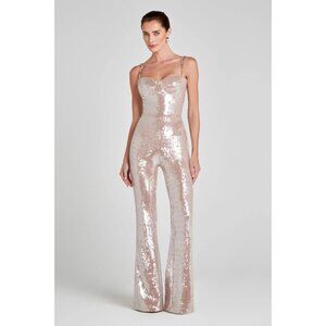 Nadine Merabi Lucinda Light Nude Sequin Jumpsuit Small NWT $545